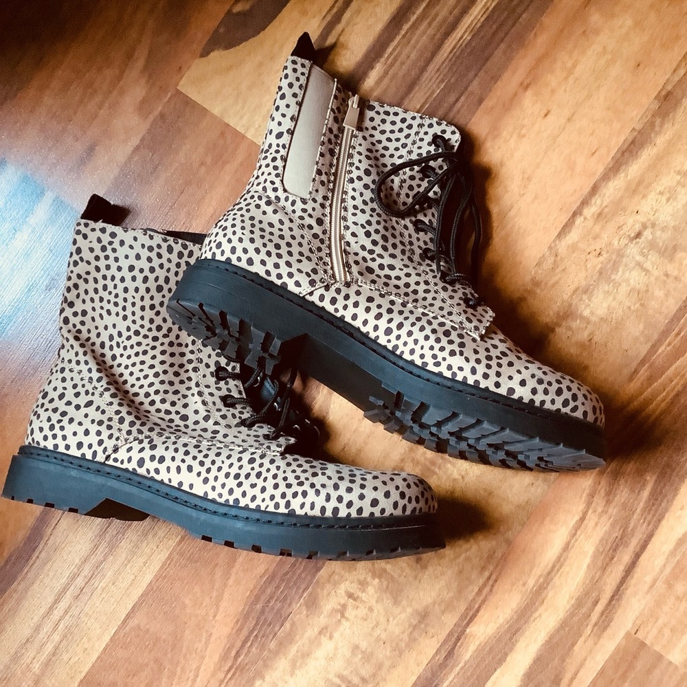 Torrid size 13 Stevie lace up tan and black combat boots